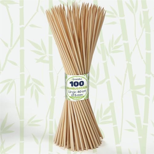 Gravidus Bambus Splittstäbe 40 cm – Rankhilfe & Pflanzstäbe für Tomaten, Blumen & Stecklinge, naturbelassen (Natur, 100 Stück)