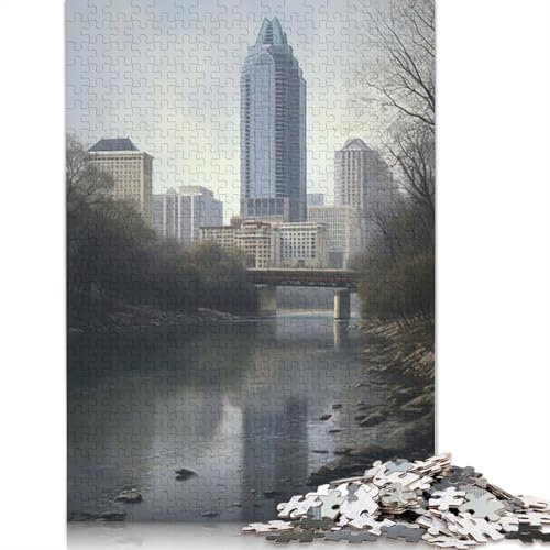 Urban Oasis Austin USA Puzzles 1000 Teile für Teenager-Geschenke, Holzpuzzle für Erwachsene, Puzzle für Erwachsene, 1000 Teile (75 x 50 cm)