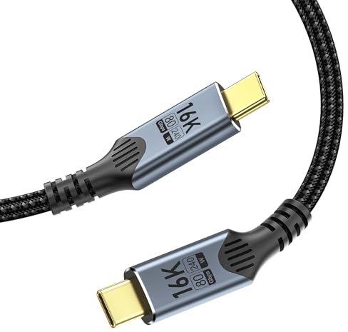 BAWIOFIAU 80Gbps cable usb c carga rapida Compatible Thunderbolt 5, Cable de Datos USB 5, 16K/8K/4K video,240 W cable usb tipo c Compatible Thunderbolt 4/3, cable usb-c 1 M