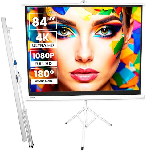 Pantalla de proyección con tripode 84 Luxscreen Superficie de proyección 171x128cm Blanco Mate Ganancia 1.1 para instalación Interior o Exterior Pantalla de proyección portatil