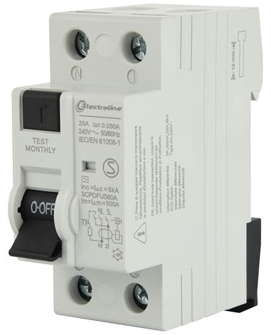 Electraline 87010 Interrupteur différentiel 25A, sensibilité 30mA, type AC