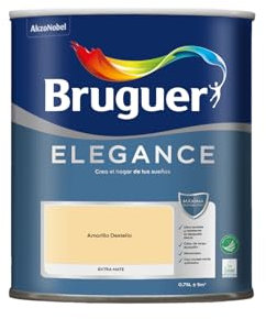 Bruguer Elegance Pintura Monocapa Extra Mate para Paredes y Techos, Interior y Exterior protegidos, Ultra Lavable, Resistente al Desgaste y Manchas, Con conservante Antimoho, Amarillo Destello 750 ml