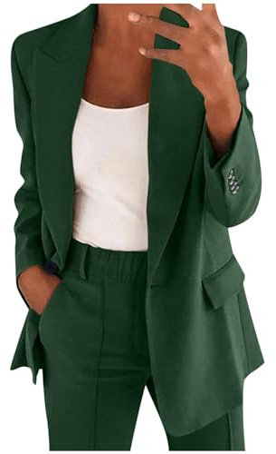 Generico Vestito Donna Elegante Completo da Donna Elegante Curvy Pantaloni e Giacca Tailleur Leggeri Ufficio Suit Slim Fit Tailleur e Giacche Eleganti Adatto per la Primavera e L'autunno