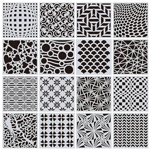 TONGIHS 16 Pzs Plantillas Geométricas de Pintura,para pittura,White Milky