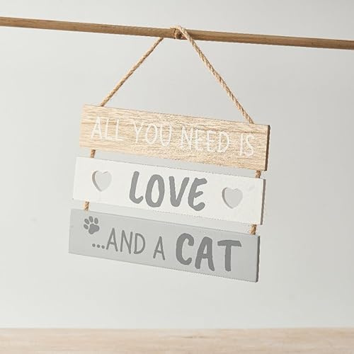 All You Need Is Love and a Cat Sign 16cm Wooden Cat Lover Home Decor