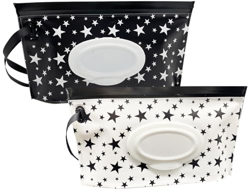 FITULABO 2 Pack Portable Refillable Wet Wipes Dispenser Box – Reusable Baby Wipes Holder & Wet Wipe Pouch, Compact Wipes Dispenser for Home, Car, Office or Travel – Fits Box of Baby Wipes