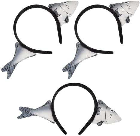 GANAZONO 3pcs Funny Salted Fish Headband for Women – Cute Sea Creature Hairband with Plush Fabric – Novelty Live Streaming Costume Hair Hoop for Party, Cosplay, Music Festival