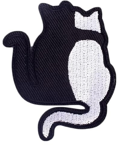 Black White Cat 3D Embroidery Patch Iron On Sew On for DIY Clothes & Bags | Exquisite 3D cat pattern, firm adhesion, washable & durable, perfect for personalizing clothes, bags and DIY craft items.