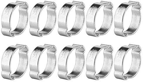 10pcs justierbare Schnecken-Zahnrad-Schlauch-Klemmplatten Zink überzogene Edelstahl-Zwei-Ohr-Wurm-Antriebs-Klipps 5-23mm für Fule Benzin-Rohr-Schlauch(20-23MM)