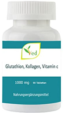 VED Reduziertes L-Glutathion, Kollagen, Vitamin C Tabletten | 1000 mg x 90 Tabletten