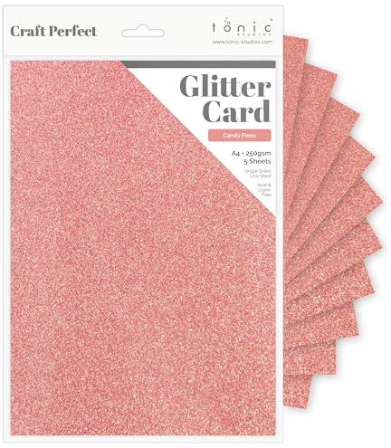 Tonic Studios A4 Craft Perfect Glitter Card, Cardstock, Candy Floss, 30 x 21.5 x 0.5 cm