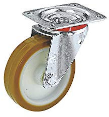 Wicke | Polyurethan-Reifen auf Polyamid-Felge | Rad-Ø x Breite 125 x 38 mm | Tragfähigkeit 180 kg | Lenkrolle mit Rollenlager