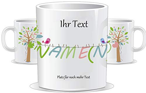Tasse mit Name und individuellem Text personalisierbar | Name und Wunschtext, Tassenfarbe wählbar