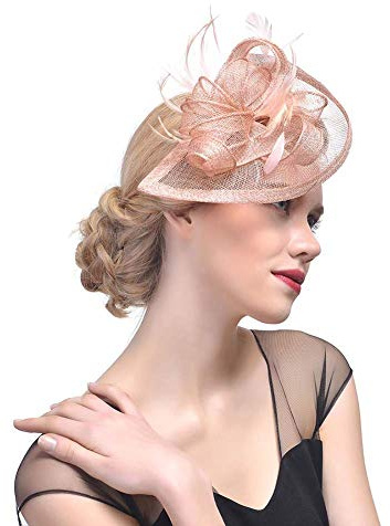 Mallalah Femme Coiffure Mariage Chapeau Fascinator Soirée Bibi élégant Mini Brêt Cocktail Pince à Cheveux Plume Orné Fleur Fête Plage Mariage Vintage Bandeau