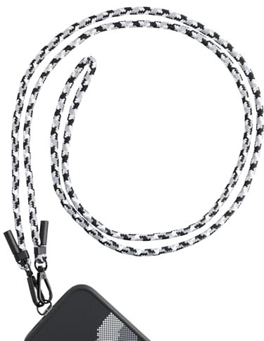 AHABIPERS Nylon Phone Lanyard Neck Strap, Suit for Women and Men, Universal Mobile Phone Chain for Phone Cases, TPU Phone Patch with Metal Ring - Black&Grey