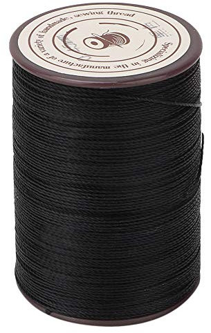Sheens Couture Cuir, 0.45mm Cuir Fil Ciré Corde Fil De Polyester pour Le Cuir DIY Projet Collier Bracelet Artisanat Faire 160m/Rouleau(Noir)
