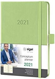 Sigel C2169 Terminplaner Wochenkalender 2021, ca. A6, Hardcover, hellgrün, mit vielen Extras, Conceptum - weitere Modelle