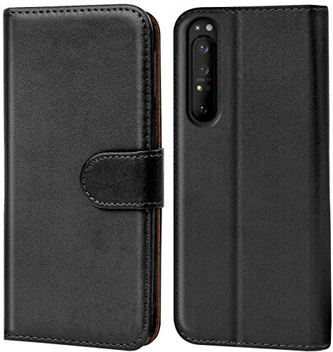 Verco Coque pour Sony Xperia 1 II, Housse Portefeuille pour Sony 1 II Etui en Cuir Synthétique Fonction Stand Case, Noir
