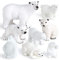 FEPITO 8 Stück Winter Realistische Eisbär Tierfiguren Miniaturfigur Spielzeug Mini Weihnachtsfiguren für Weihnachtsschmuck DIY Waldfarm Geburtstagstorte Dekorationen