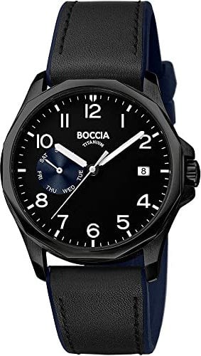 Boccia Herren Analog Quarz Uhr mit Kautschuk Armband 3644-03