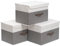 OUTBROS Large Cube Storage unit Boxes, Collapsible Bin with Lid, Linen Fabric Wardrobe Organiser, Baskets For Towels, Clothes, 17.7 x 11.8 x 11.8 inch (White/Grey, 3-Pack)