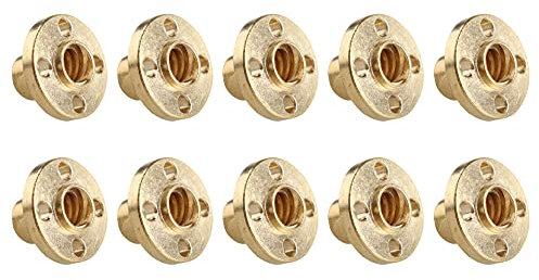 Jopto 10 Stück Messing T8 Schraube Mutter 2 mm Steigung Trapezförmig für 8 mm T8 Blei-Gewindestange Bleischraube 3D-Drucker RepRap-Teile Z-Achse