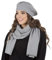 VIVISENCE Damen Baskenmütze Eleganter Wintermütze Und Schal Set Warm Kopfbedeckung Und Halsbedeckung An Winter Und Herbst Warm Dick, Winterset Für Frauen, Hergestellt In EU, Hellgrau