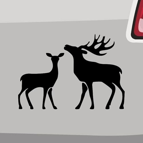 Hirschpaar Aufkleber -6 Größen 21 Farben- Rotwild Norwegen Liebe Geweih Damwild