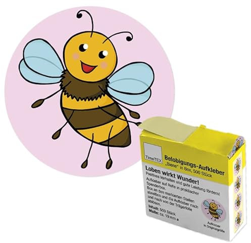 TimeTEX Belobigungs-Aufkleber Biene in Spender-Box - 500 Stück - 62213