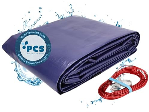 Duraol Poolabdeckung achtform I 6,25 x 3,60 m I Hochwertige Pool Abdeckplane mit Materialstärke 300g/m² I Robuste Abdeckplane Pool mit Randverstärkung I Beidseitig beschichtet & wasserdicht