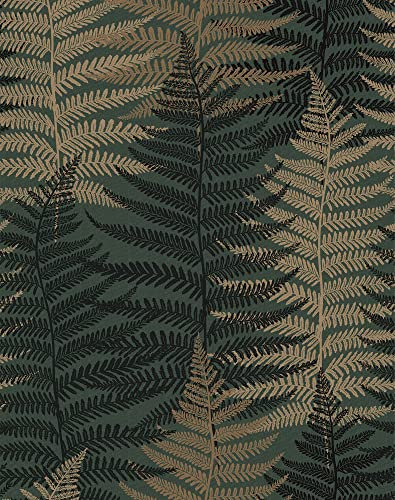 JiffDiff Botanical Fern Tapete zum Abziehen und Aufkleben, grüne Grunge-Farne, entfernbar, selbstklebend, 45 x 1000 cm, Abdeckung 47,36 m²