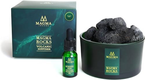 Magma London - Volcanic Rock Diffuser - Morning Dew - Green and Aquatic Scent - Fresh Green and Citrus Notes with Mountain Air and Lily of the Valley - Home and Office Decor