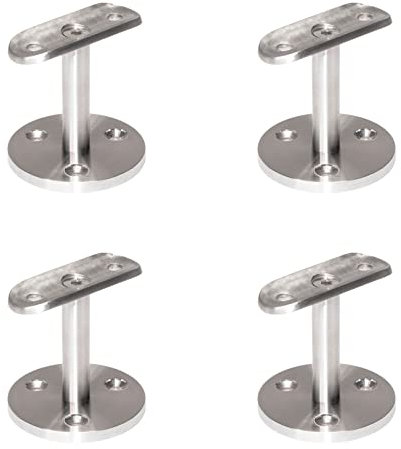PRIOstahl Handlaufhalter Handlaufträger Wandhalter Handlaufstütze - 4 x Handlauf 42,4 mm für Rundrohr an die Wand zum Anschrauben mit 3-Loch Befestigung aus Edelstahl V2A Geländer Rohr Treppe