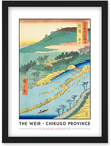 Wee Blue Coo The Currents Around the Weir Chikugo Province Utagawa Hiroshige Japanese Woodblock Classic Collection Artwork Framed Wall Art Print A4