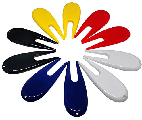 ADHERE Golf-Pitchgabeln, Kunststoff, 5 Farben, verschiedene Farben, 10 Stück