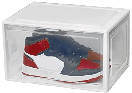 HAC24 Schuhbox Stapelbar Schuhorganizer bis Gr.47 Aufbewahrungsbox Schuhe Kunststoffbox Schuhkasten Schuhkarton (6er Set, Weiß)