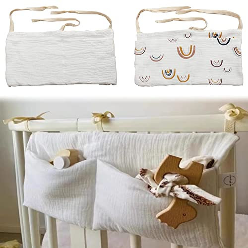 2Pcs Babybett Aufbewahrungstasche,Baby Kinderzimmer Organizer,2-in-1-Kinderzimmer Hängender Bett Organizer,Windeln Babybetttasche,Hängeorganizer Kinderzimmer,Babybett Organizer Hängend