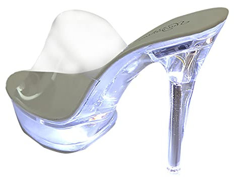 Zapatos de lona para mujer, zapatillas casuales, deslizadores para mujer, con cuadrado, transparente, sexy, zapatos de tacón alto con luces para mujer, zapatos de bailarina con tacón, Blanco, 39 EU