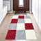 Flauschiger Shaggy-Teppich Hochflor mit Karomuster in rot grau Creme 80x150cm