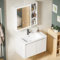 Wandmontierte Badezimmer-Waschtische, schwebender 24-Zoll-Waschtisch mit Waschbecken und Keramik-Waschtisch-Arbeitsplatten-Kombi-Set, Moderne Einzel-Badezimmer-Waschtische mit hochauflösendem Smart-