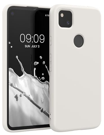 kwmobile Hülle kompatibel mit Google Pixel 4a Hülle - gummierte TPU Silikon Handyhülle - Schutzhülle für kabelloses Laden - Case in Weiß
