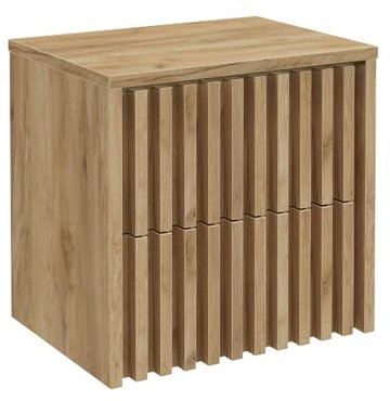 Lomadox Badezimmer Waschbeckenunterschrank 60 cm für Aufsatzwaschbecken in Eiche, B/H/T ca. 60/58,5/45,5 cm