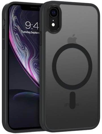 GUAGUA Magnetic for iPhone XR Phone Cases, iPhone XR Case [Compatible with MagSafe] [Military Grade Protection] Translucent Matte Back Slim Shockproof Anti-Scratch Phone Cover 6.1-Inch, Black