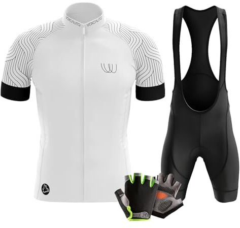 Herren Kurzarm Fahrrad Trikot Set - Rennrad Radhosen mit Halbfinger Sommer Fahrradhandschuhe