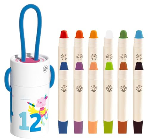 Deewar Waschbare Buntstifte für Kleinkinder, Buntstifte für Kleinkinder | Set mit 12 schnell trocknenden Buntstiften für Kinder - Unzerbrechliche Buntstifte in lebendigen Farben für Kinderzimmer