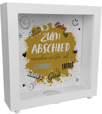 Zum Abschied Wünsche Rahmen Spardose aus Holz Glückwünsche zum Jobwechsel Ideal für Kollege Gäste Gruß zur Verabschiedung