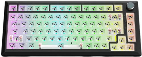 FKZ DK75 Wireless Gaming Keyboard,75% TKL RGB Backlit Mechancial Keyboard Hot-Swappable Tri-Mode BT5.0/2.4G/USB-C Custom Mechanical Barebones Kit with Knob for Mac/Win/PC Gamers(Black)