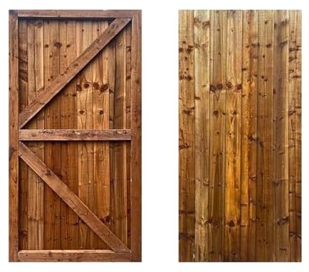BEDS PLANET Garden Gate, Pedestrian Wooden Gate Pressure Treated, Wooden Feather Edge Garden Door Gate 180cm High x 75cm Wide x 6cm Deep