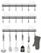 FULUDM Wall Utensil Hanger for Kitchen Rail - 3 Pack Wall Mounted Adhesive Hanging Holder Rack Organizer with 6 Hooks No Drilling (Black)