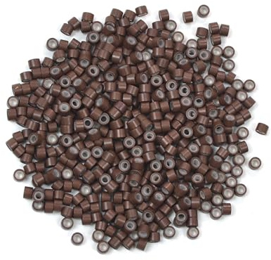 500 Pcs Silicone Lined Micro Rings Links Beads 4.0 mm Hair Beads for Hair Extensions (Brown)